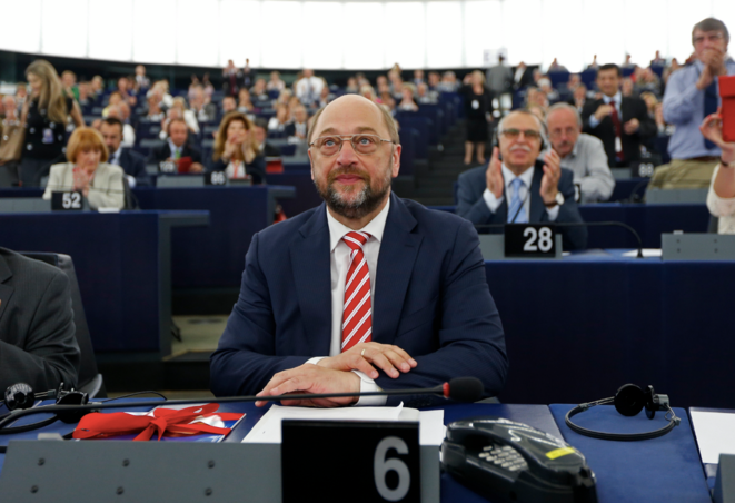 Martin Schulz le 1er juillet à Strasbourg, après sa réélection à la présidence du parlement. © Reuters. Martin Schulz le 1er juillet à Strasbourg, après sa réélection à la présidence du parlement. © Reuters.